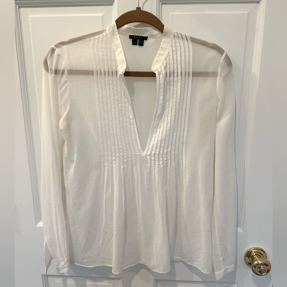 Theory white sheer summer top